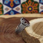 انگشتر گارنت نقره مردانه طرح سامان - Image 3