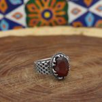 انگشتر گارنت نقره مردانه طرح سامان - Image 5