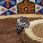 انگشتر گارنت نقره مردانه طرح مانی - Image 3