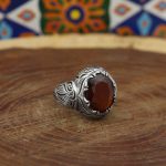 انگشتر گارنت نقره مردانه طرح مانی - Image 4