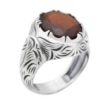 انگشتر گارنت نقره مردانه طرح مانی