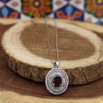 گردنبند گارنت الماس تراش نقره زنانه طرح الیکا - Image 4