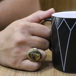 انگشتر حدید صینی نقره مردانه طرح دورطلایی یزدان + شمایل سید حسن نصرالله - Image 4