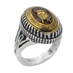 انگشتر حدید صینی نقره مردانه طرح سید حسن نصرالله 5 + آیت الکرسی