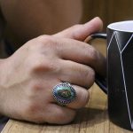 انگشتر حدید صینی نقره مردانه طرح سید حسن نصرالله 2 + آیت الکرسی - Image 3