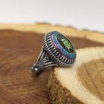 انگشتر حدید صینی نقره مردانه طرح سید حسن نصرالله 2 + آیت الکرسی - Image 4