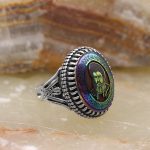 انگشتر حدید صینی نقره مردانه طرح سید حسن نصرالله 2 + آیت الکرسی - Image 5