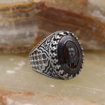 انگشتر حدید صینی نقره مردانه طرح سید حسن نصرالله + آیت الکرسی - Image 3