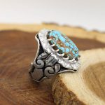 انگشتر فیروزه نیشابوری نقره مردانه دست ساز طرح داریوش - Image 5