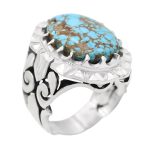 انگشتر فیروزه نیشابوری نقره مردانه دست ساز طرح داریوش