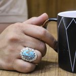 انگشتر فیروزه نیشابوری نقره مردانه دست ساز طرح داریوش - Image 3