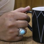 انگشتر فیروزه نیشابوری نقره مردانه دست ساز طرح مهران + 4 قطعه برلیان - Image 2