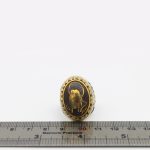 انگشتر حدید صینی نقره مردانه طرح دورطلایی یامهدی + شمایل سید حسن نصرالله - Image 4