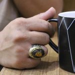 انگشتر حدید صینی نقره مردانه طرح دورطلایی یامهدی + شمایل سید حسن نصرالله - Image 5