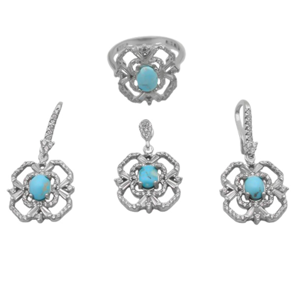 2-7-055 (turquoise-taj-women-set) (3) نیم ست فیروزه زنانه نقره