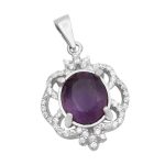 گردنبند آمیتیست الماس تراش نقره زنانه طرح آیلین