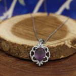 گردنبند آمیتیست الماس تراش نقره زنانه طرح آیلین - Image 3