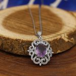 گردنبند آمیتیست الماس تراش نقره زنانه طرح ترنم - Image 2