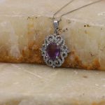 گردنبند آمیتیست الماس تراش نقره زنانه طرح ترنم - Image 4