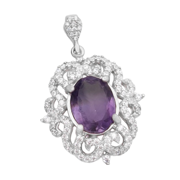 3-3-163 (amethyst-taranom-necklace) (4) گردنبند آمیتیست زنانه نقره ساده