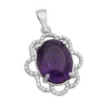 گردنبند آمیتیست الماس تراش نقره زنانه طرح الیزه