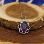 گردنبند آمیتیست الماس تراش نقره زنانه طرح الیزه - Image 4