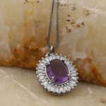 گردنبند آمیتیست الماس تراش نقره زنانه طرح لونا - Image 4