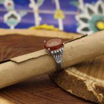 انگشتر عقیق سرخ نقره زنانه طرح افرا + آیت الکرسی - Image 2