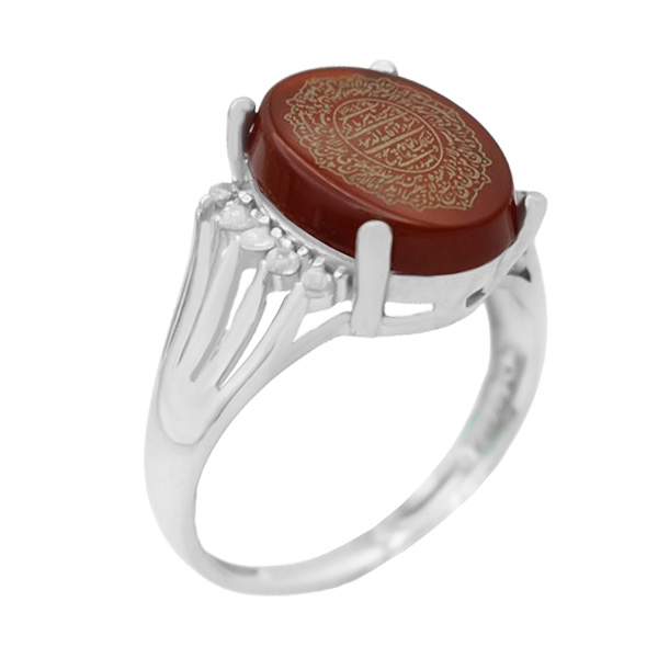 4-1-2061 (red-agate-afra-ring) (2) انگشتر حرز امام جواد (ع) عقیق سرخ زنانه نقره