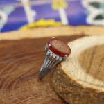 انگشتر عقیق سرخ نقره زنانه طرح افرا + آیت الکرسی - Image 4