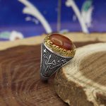 انگشتر عقیق سلیمانی نقره مردانه طرح یازهرا - Image 4