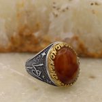 انگشتر عقیق سلیمانی نقره مردانه طرح یازهرا - Image 5