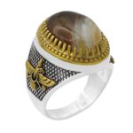 انگشتر عقیق سلیمانی نقره مردانه طرح سلیمان