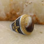 انگشتر عقیق سلیمانی نقره مردانه طرح سلیمان - Image 5