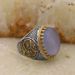 انگشتر عقیق کبود یمنی نقره مردانه طرح آمده ام ای شاه - Image 2