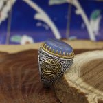 انگشتر عقیق کبود یمنی نقره مردانه طرح آمده ام ای شاه - Image 5