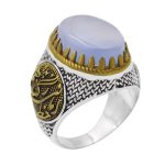 انگشتر عقیق کبود یمنی نقره مردانه طرح آمده ام ای شاه