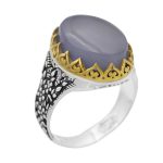 انگشتر عقیق کبود یمنی نقره مردانه طرح نصر