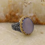 انگشتر عقیق کبود یمنی نقره مردانه طرح نصر - Image 3