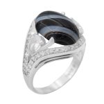 انگشتر عقیق سلیمانی نقره زنانه طرح لیلا