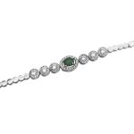 دستبند زمرد الماس تراش نقره زنانه طرح یاس