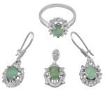 نیم ست زمرد زامبیا الماس تراش نقره زنانه طرح پریا