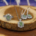 نیم ست زمرد زامبیا الماس تراش نقره زنانه طرح پریا - Image 5