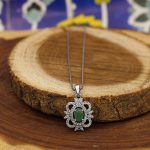 نیم ست زمرد زامبیا الماس تراش نقره زنانه طرح روژان - Image 5