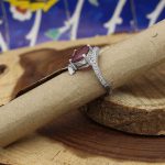 انگشتر یاقوت سرخ الماس تراش نقره زنانه طرح جانا - Image 2