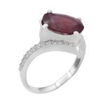 انگشتر یاقوت سرخ الماس تراش نقره زنانه طرح جانا