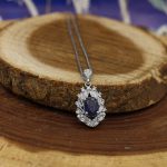 نیم ست یاقوت کبود الماس تراش نقره زنانه طرح تینا - Image 2