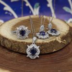 نیم ست یاقوت کبود الماس تراش نقره زنانه طرح هلیا - Image 4