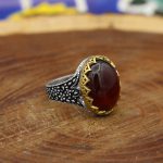 انگشتر گارنت نقره مردانه طرح امیران - Image 5