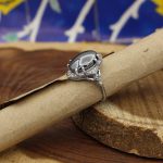 انگشتر حدید صینی نقره زنانه طرح الماس + حکاکی - Image 3